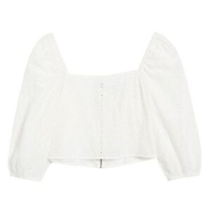New no tags socialite crochet puff sleeve crop top large
